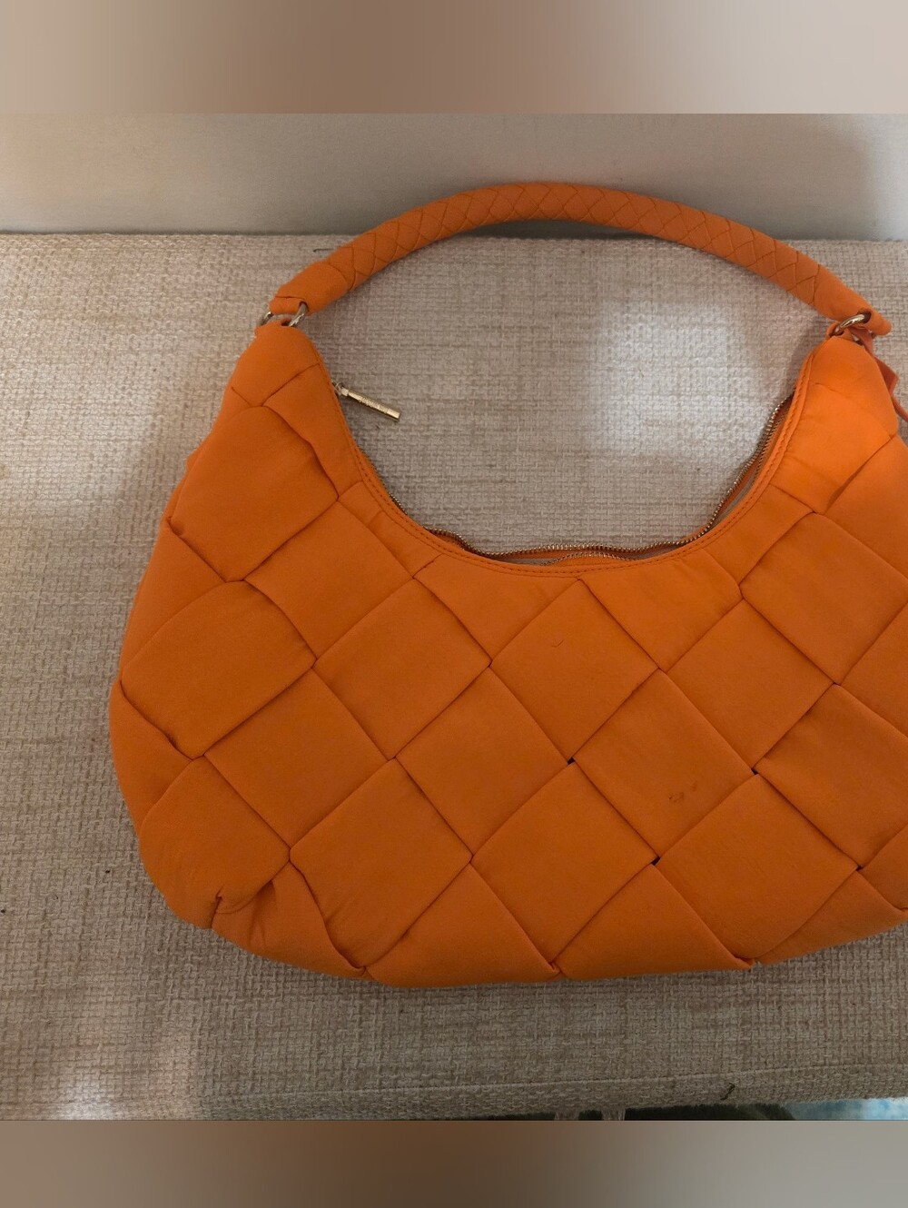 Jason Wu Woven Crescent Shoulder Bag - Tangerine Orange, Like New